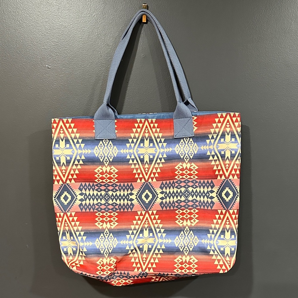 Pendleton Aztec Geometric Tote in Red, Blue and Cream